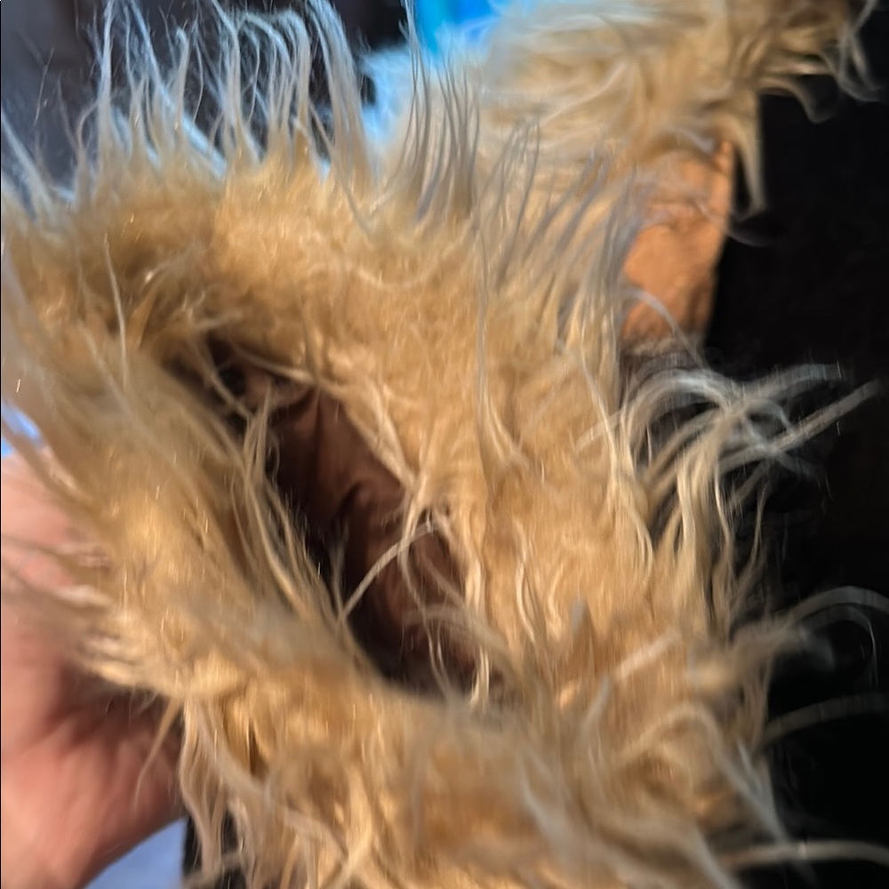 Patchwork Leather Jacket with Faux Fur Trim - Picture 5 of 9